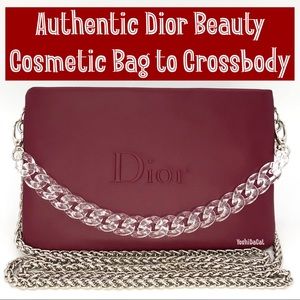 🆕 Dior Beauty Cosmetic Case to Crossbody Bag Purse, Maroon, New Handbag